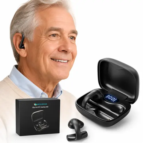OTC Mini Invisible Hearing Aids for Adults - Rechargeable Lithium Ion Batteries, EU Plug, Discreet Sound Amplification, Noise Cancelling, Portable Design, No Prescription Needed, Moderate Hearing Loss Solution