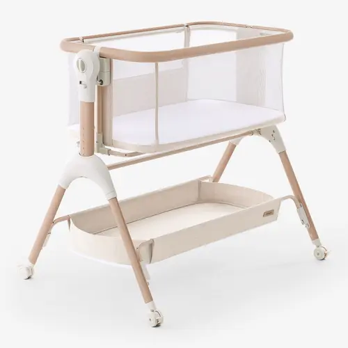 [sohochic] HARPPA Cuddly Signature 3-in-1 Rocking Baby Bassinet - Bedside Sleeper with Mattress & Cover (No Sheet), Cradles, Breathable Mesh, 5 Height Adjustable, Large Storage,back to school