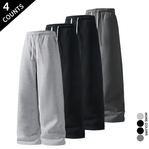 Mens Clothing Men's Pants 4-Pack, Baggy Drawstring Wide Leg Long Flowy Sweatpants with Pockets, for Daily & Gym Use, Gifts for Boyfriend,clothes for back to school,first day of school outfits