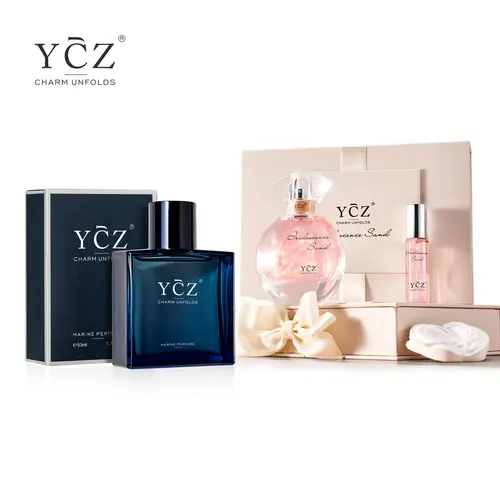 YCZ Tide & Bloom Fragrance Ensemble Set | Men's Midnight Marine EDP, Women's Pink Golden Sands Floral Perfume Set, Long-Lasting Marine & Oriental Scent, Ideal Gift for Boyfriend, GF, Daily Wear & Dates