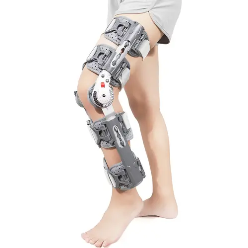 Aulexmed Unisex Sports Knee Brace - Hinged Frame ROM Dial Stabilizer with Side Support, Adjustable Fit, Breathable Padding for Left/Right Leg, Daily Support Protective Gear