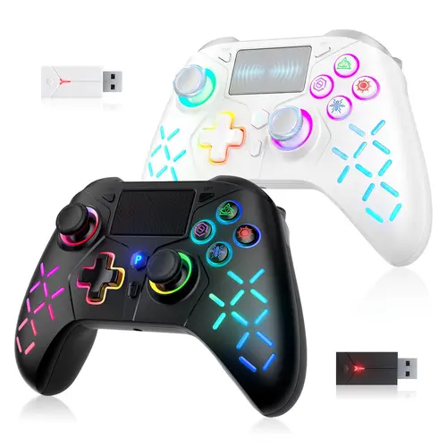 Summerwins Multi-Platform Wireless Gaming Gamepad Accessory with RGB Mood LED Lights, Trackpad, 3.5mm Headphone Jack, Compatible with PS5, PS4, PS3, Switch, PC