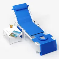 3-in-1 Multifunctional Garden Bench, 5-Position Backrest, Removable Cushion, Folding Side Table, Outdoor for Beach, Pool, Patio, Garden, Max Load 150 kg