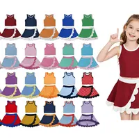 Girls' 2-Piece Scalloped Activewear Set - Kids' Clothing, Breathable Tank Top, Stretchy Yoga Skirt with Elastic Waistband,back to school,back to school shopping,back to school