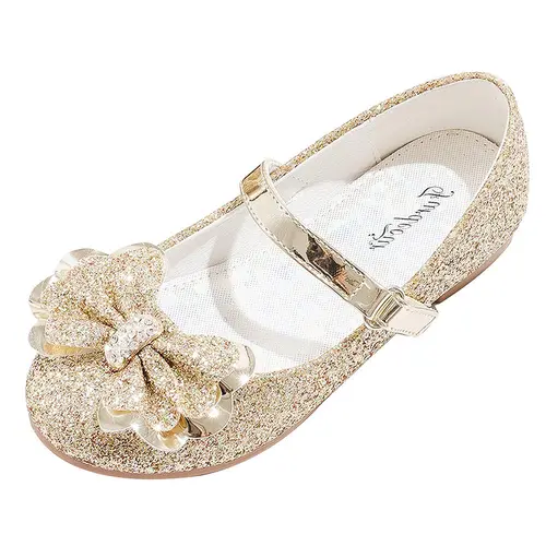 Girls' Glitter Mary Jane Dress Shoes, Dressy Flats Style Princess Ballet Flats for Toddler Kids - Wedding Party Bridesmaids Footwear