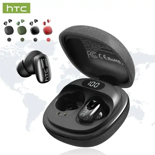 HTC NE75 Wireless Earbuds, 40H Playtime Bluetooth 6.0 Headphones, Active Noise Cancelling, ENC Clear Call, HiFi Stereo Sound, Hand-Woven Fabric, IPX5 Waterproof for Sports Work & Travel,back to school,back to school haul