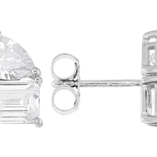 JTV White Cubic Zirconia Rhodium Over Sterling Silver Earrings 5.58ctw