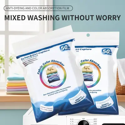 Laundry Color Catcher Sheets 50 Count Mixed Washing Friendly Stain Prevention Nano Adsorption Technology Safe Gentle Formula for Vibrant Clothes - Detergent