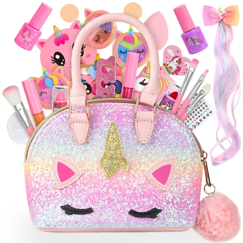 Dreamon Kids Make Up Pretend Play Sets for Girls, Washable and Safe Makeup Toys Kit,  Gift Set for Little Girls, #SummerVibes