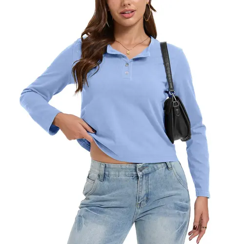 FAIABLE Vintage Washed Henley Long Sleeve Shirt 100% Cotton Heavyweight 240GSM Casual Crew Neck Basic Tee Structured Cropped Length Fall Spring Tops ual Top Relaxed Fit Button Front Crew Neck Basic Tee Structured Cropped Length Fall Spring Tops