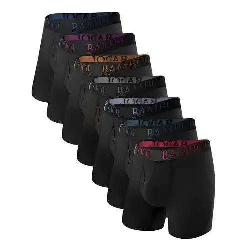 Bamboo Cool Menswear - 92% Bamboo Viscose & 8% Spandex Boxer Briefs, Breathable 3D U-Shaped Pouch, Seamless Back, No-Wedge Design, Four-Way Stretch, Machine Washable, Elastic, Comfortable & Stylish Underwear for Men