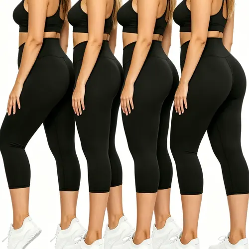 4pcs Set - Women's Yoga Pocket Sports Pants - Tight-fitting Ankle-length Pants - Soft And Comfortable - Suitable for Indoor Yoga, Pilates, Outdoor Leisure, Long-distance Running, Etc. - Women's All-season Sports Pants
