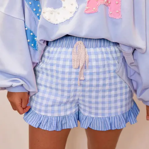 Women's High-Waist Striped Casual Shorts - Adjustable Drawstring, Frilly Above-Knee, Loose Summer Bottoms