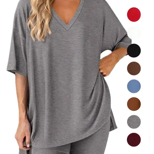 Women's Spring Summer Casual Breathable Soft Home Shorts Set, Two-Piece Short Pants for Cycling & Daily Wear, Plus Size Comfortable, Baggy