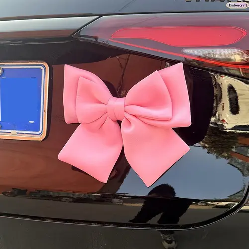 Women's Girly Bow Car Decor - Waterproof PU Car Decals, All Seasons Exterior Accessory for SUV, Sedan & Motorcycle, Ideal for Daily Driving & Photo Styling