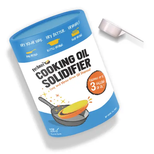 FryAway MultiFry Cooking Oil Solidifier Powder (14oz/400g) - Plant-Based OU Kosher Home Supplies, Scentless Cleanup, Unscented Eco-Friendly Non-Aerosol, Deep Fryer Cleanup Helper, Fits Turkey Fryers Too (9 fl oz+ Containers), Thanksgiving