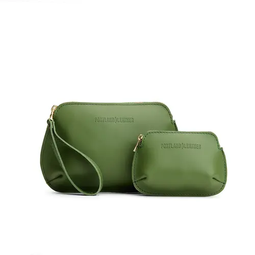 Portland Leather Pinch Pouch - Real Leather Wristlet & Purse Organizer Insert