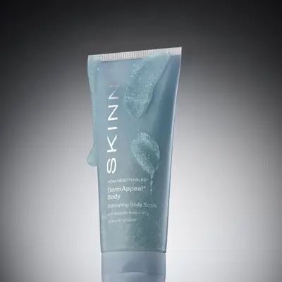 SKINN Cosmetics: DermAppeal Body gel-to-scrub body cleanser turns your daily shower into a resurfacing treatment
