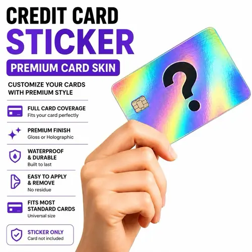 Premium Credit Card Sticker Skin | Gloss or Holographic Small Chip Style Card Decal for Debit & Credit Cards
