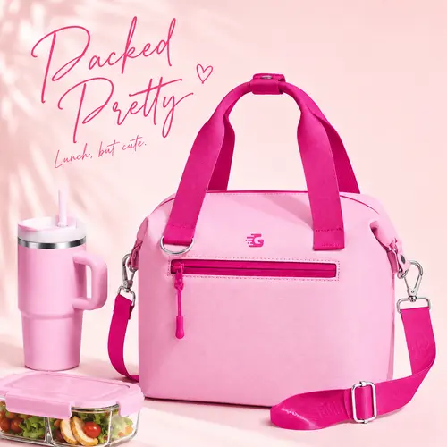 Insulated Lunch Bag for Women, 10L Cute Lightweight Lunch Tote for Work, College & Travel, Adjustable Shoulder Strap, Leak-Resistant Lining