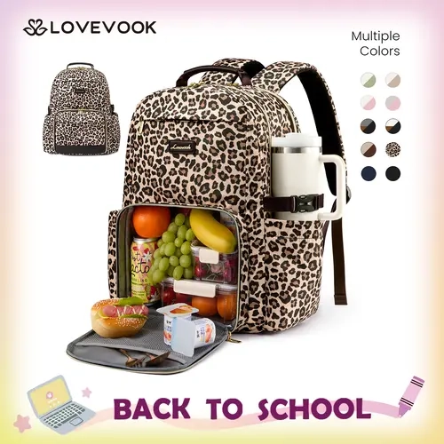 LOVEVOOK Lunch Backpack with Lunch Compartment,15.6 Inch Laptop Work Travel Insulated Cooler Backpack,Waterproof College Teacher Lunch Bag Box with Tumbler Holder,Gifts for Men Women