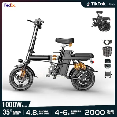 Youth Compact Folded Electric Foldable Ebike for Outdoor Riding & Leisure Cycling, 500W Motor, 48V 15Ah Battery, 14-Level Shock Absorption, 45Km Range, Dual Disc Brakes, UL2849 Certified, Shockproof Advanced Tech Bike,camping essentials tiktokshopbacktosc