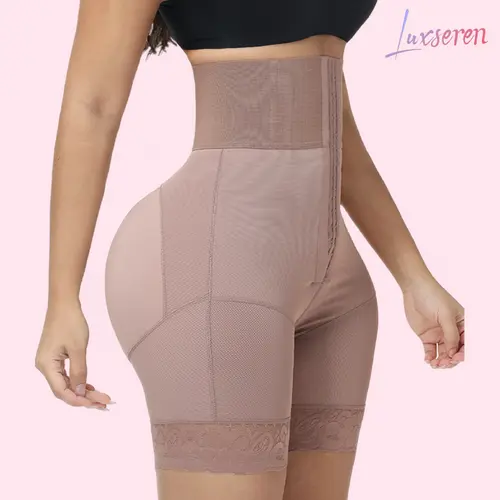 LUXSEREN Women's High Waist Shapewear Shorts - Breathable Nylon-Spandex Fabric, Smooth Compression Tummy Control Panties, Adjustable Waist Trainer for Leg Shaping, Day Wear