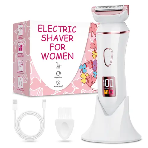 Bikini Trimmer for Women - Cordless Shaver for Trip,Electric Razors for Silk Skin,Replaceable Lady Facial Razor, IPX7 Waterproof&Easy Cleaning,USB Charge Dock(Rose Gold)