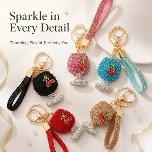Cherry Keychain Bag Charm, Back-To-School Mother's Day Gift, Student Backpack Accessory, Car Key Chain, Cute Pendant, Couple Gift, Valentine's Surprise
