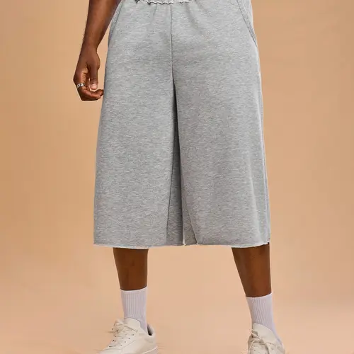 【100% Polyester】DealsForYouDays Sweat Shorts Hip Hop Solid Below Knee Loose Basketball Athletic Shorts with Pockets