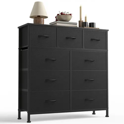 Sweetcrispy 9-Drawer Furniture Dresser - New Color, Steel Frame with Wood Top, Bedroom Organizer, Closet Organization Storage Organizer, Ideal for Bedroom, Closet