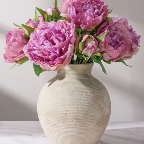 Ivydale Ceramic Flower Vase - 7.4 in Waterproof Farmhouse Rustic Vintage Pottery Vase, Living Room Decor Centerpiece for Flowers Plants, Home Decor Gift for Table Shelf Office Desk