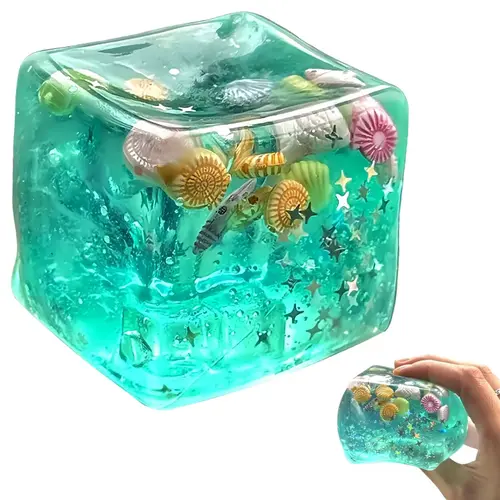 Realistic Ocean Shell Cube Squeeze Fidget Toy - Unisex Slow Rise Relaxation Sensory Stress Relief Toy, Cool Gifts for Kids Birthday & Easter