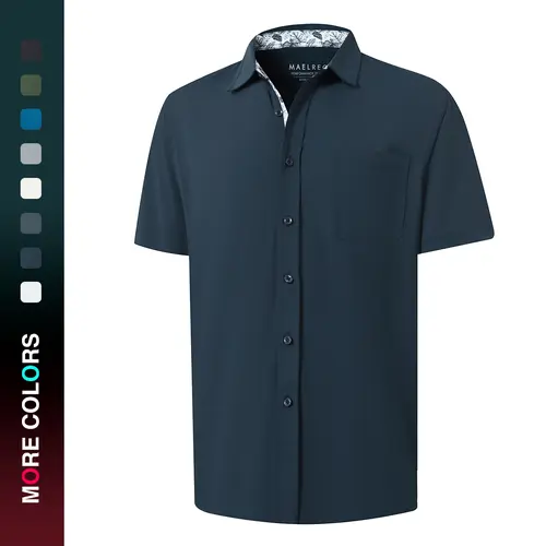 MAELREG Button Down Shirt Men Moisture Wicking Dry Fit Performence Cool Lightweight Mens Summer Shirts Short Sleeve