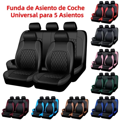 AutoYouth Universal PU Leather Car Seat Covers Full Set Waterproof Diamond Stitch Airbag-Safe Automotive Upholstery - Fit Cars/SUVs, Seat Covers for Trucks, Pickup Front Rear Protectors, Black Gray Red Truck Accessories, Car Interior Accessories
