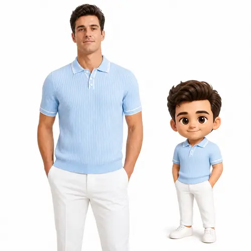 Men's Vintage Ribbed Knit Stripe Fitted Polo Shirt - Short-Sleeve, Slim Fit, Contrast Tipped Collar, Breathable Classic Casual T-Shirts for All Seasons, Old Money Aesthetic Golf Wear