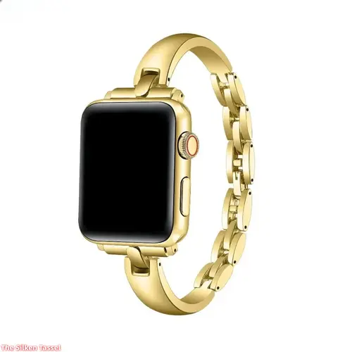 Stainless Steel Chain Link Bracelet Strap For Women, Luxury Elegant Metal Jewelry Watch Band Compatible With Apple Watch 38–49mm All Series And Ultra, Adjustable Premium Daily Casual Accessory (No watch) Wearable Chic Wristband Durable