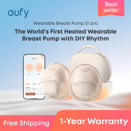 [LIVE] eufy S1 Pro Heated Wearable Breast Pump, Hands-Free Breast Pump with Industry-Leading HeatFlow Tech, App-Controlled OptiRhythm, Hospital-Grade Suction, Leakproof, Slim and Ultra-Quiet for in-Bra Use