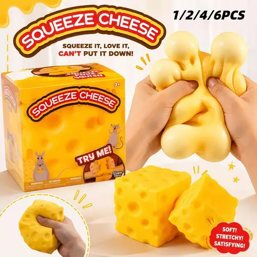 Super Soft Stretchable Cheese Stress Relief Toy XXL Slow Rebound Squishy Toy Anxiety Relief Sensory Fidget Toy Viral TikTok Party Favor for Kids & Adults Stress Relief Fidgets
