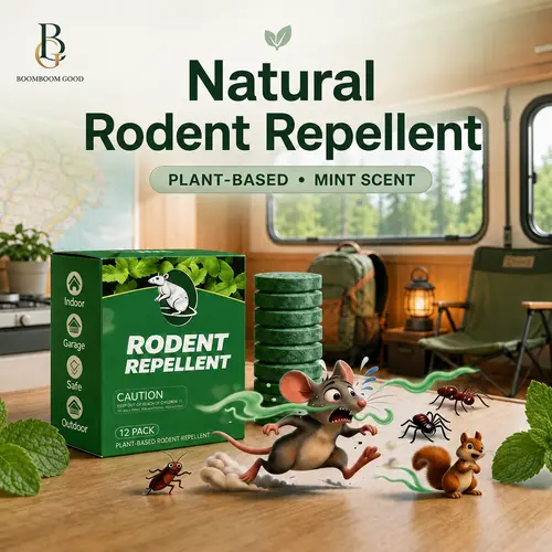 Natural Rodent Repellent Tablets, Plant-Based Fresh Mint Scent Mouse & Rat Deterrent for Indoor, Garage, Car, RV, Storage & Outdoor Use, 12 Pack