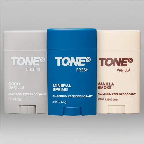 TONE Aluminum-Free Scented Deodorant 3-Pack Multi-Pack - Dermatologist-Tested Body Care Gift Set with Fresh, Coconut, Vanilla Smoke Aromas, Long-Lasting 48-Hour Body Odor Control Vanilla Antiperspirants