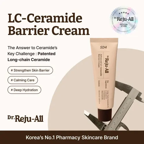 Dr.Reju-All Barrier Face Cream - Patented Long-Chain Ceramides, Gentle Korean Evening Moisturizer, Hydrating Dry Skin, Barrier Boost, 6-Month Non-Redundant Hydration, Smooth Skin Routine Support, 1.69 Fl Oz