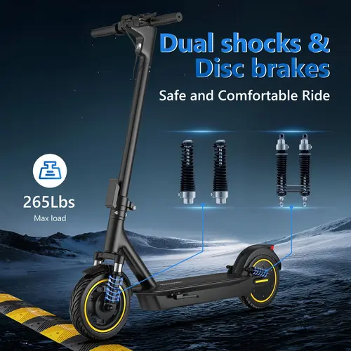 AOVOPRO  ladped  Esmax High-Speed Electric Scooter 10；Solid Tires, 500W motor with front and rear dual shock absorption, range of 22-30 miles, top speed of 22 mph, dual braking system, LED lights, app control, aluminum alloy frame,