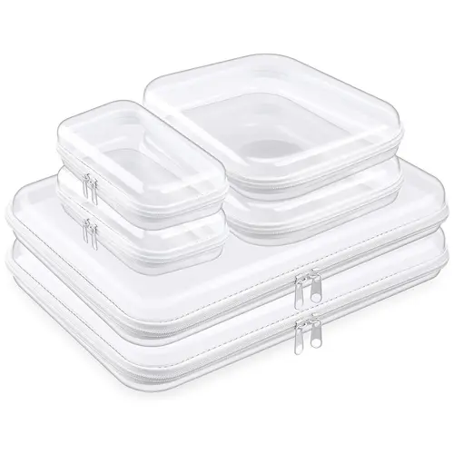 Premium Clear Hard Shell Zipper Case 3/6PCS - Transparent PVC Storage Bins for Tools & Small Objects, Portable Travel Organizer Set with Colorful Marker Pens, Highlighters & Pencils Colored Pens Set,summervibes