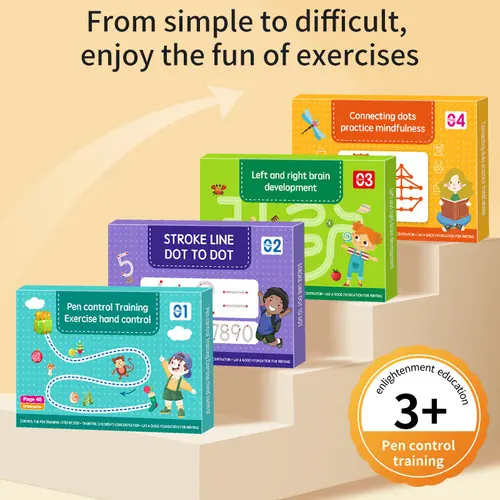 Hatwoo Montessori Playful Flash Cards - Toddler Learning Activities Set with 48 Reusable Paper Pages, Letter-Number Tracing Practice, Fine Motor Educational Toys for 3+ Years Kids with Autism Support