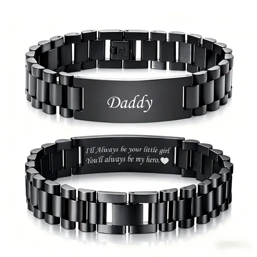 Meaningful Dad Bracelet for Men, Father's Birthday Gifts for Dad Husband him, Masculine Cuban Link Adjustable Bracelet accessories for men, Stainless Steel Non Tarnish jewelry , Watch Band Strap Free Gift Box and Link Removal Tool father