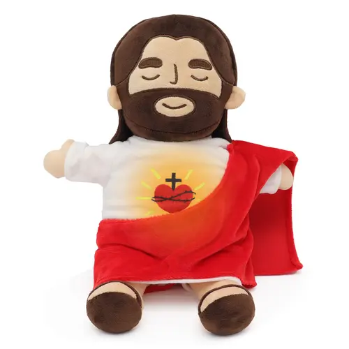 Yelakey Breathing Jesus Plush for Sleep Comfort ️ Soothing Christian Plush Toy with Light & Sound, Faith-Based Bedtime Companion for Kids, Toddlers & Babies