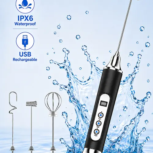 ODIFORGO Modern Cordless Automated Milk Frother, IPX6 Waterproof USB-C Rechargeable Handheld Electric Foam Maker with 3 Speeds, LED Display, 3 Replaceable Whisks, Automatic Self-Cleaning, 15-Minute Auto Shut-Off for Coffee, Latte, Traveling