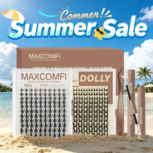 MaxComfi DOLLY & Mira Eyelash Clusters Kit, Bunny Style Comic Manga Lashes, Waterproof & Long-Lasting with Super Soft Thin Band, Beginner-Friendly DIY Lashes, Lash Clusters,sunscreen