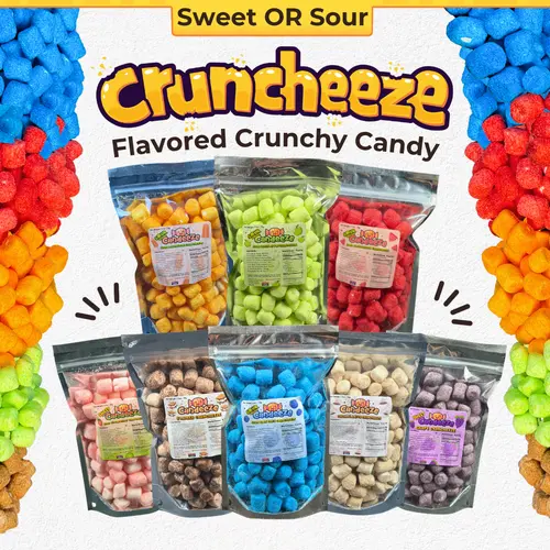 Candeeze’s Cruncheeze – Crunchy Candy Coated Bites (Sweet OR Sour) Freeze Dried Candy Snack